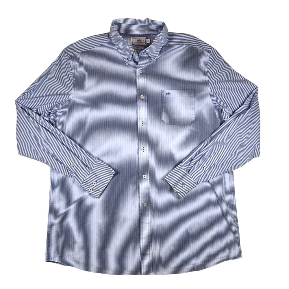 Southern Tide Charleston Blue/White Striped Classic Fit L/S Sport Shirt Men's M - Picture 1 of 7